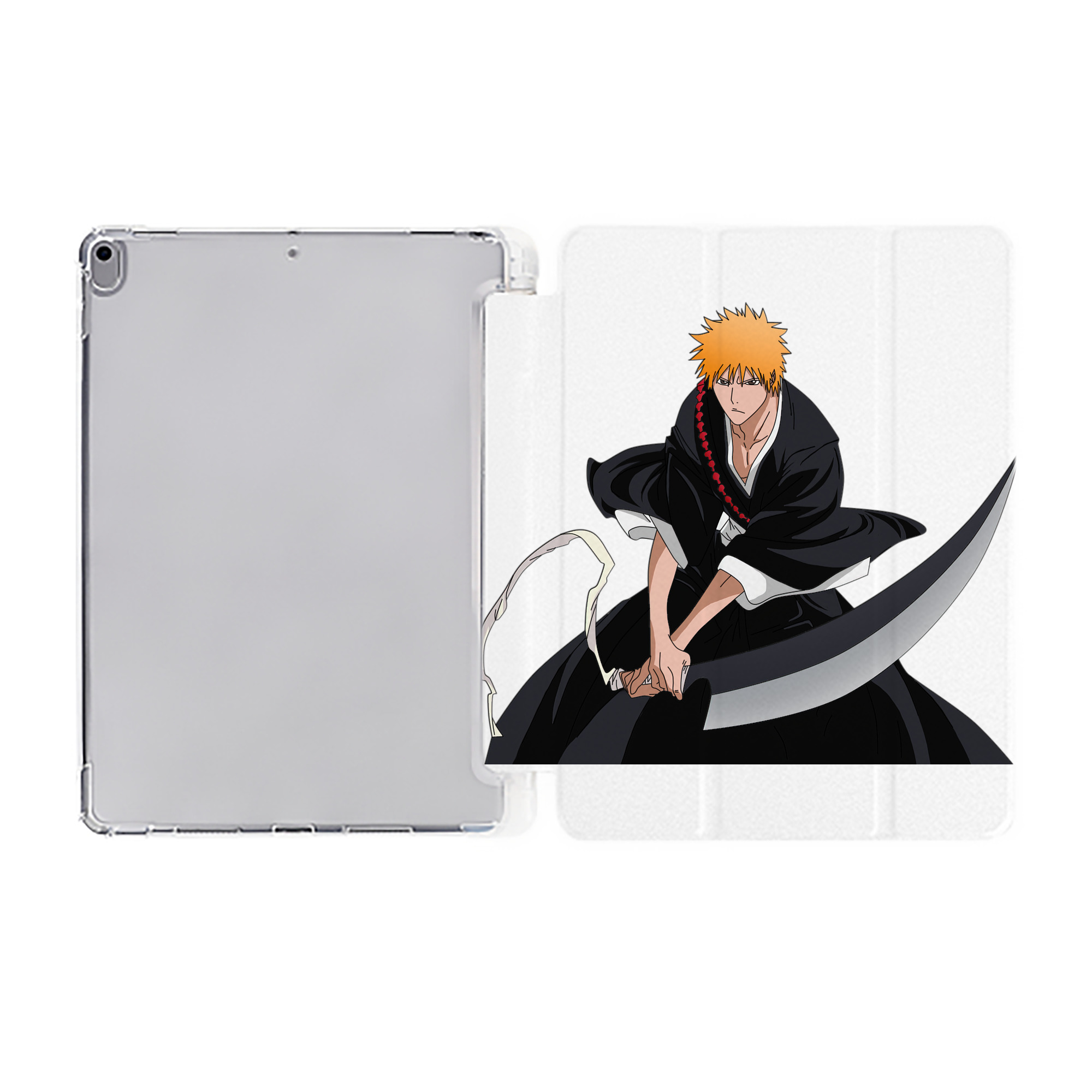 （画像用） ブリーチ 黒崎一護（くろさき いちご）BLEACH Kurosaki Ichigo IPad ケース ペン収納付き 三つ折りスタンド PUレザー×シリコン 対応機種9.5/10.5/10.9インチ